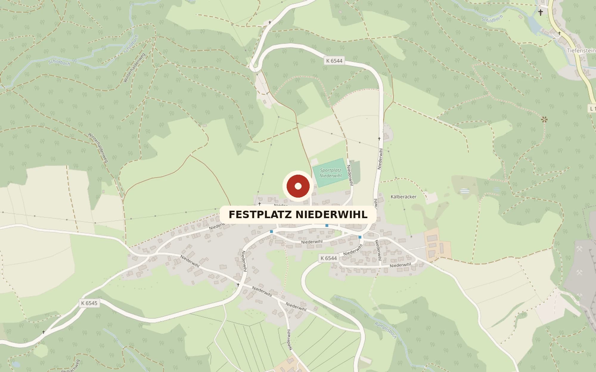 Karte von Niederwihl mit markiertem Festplatz